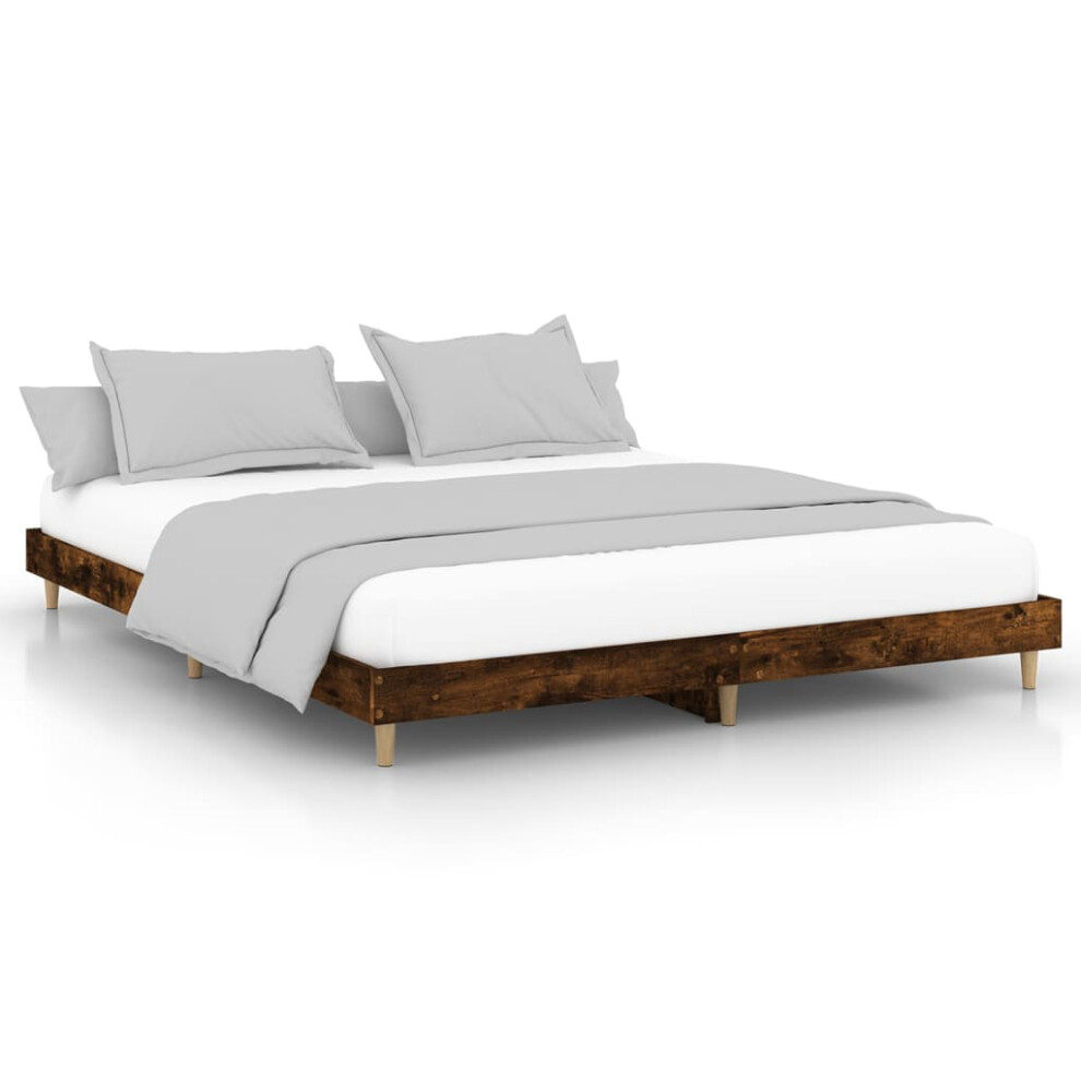 Vidaxl (Smoked Oak, 120 X 200 Cm) Bed Frame Home Bedroom Bed Base Bedstead Platform Bed Engineered Wood
