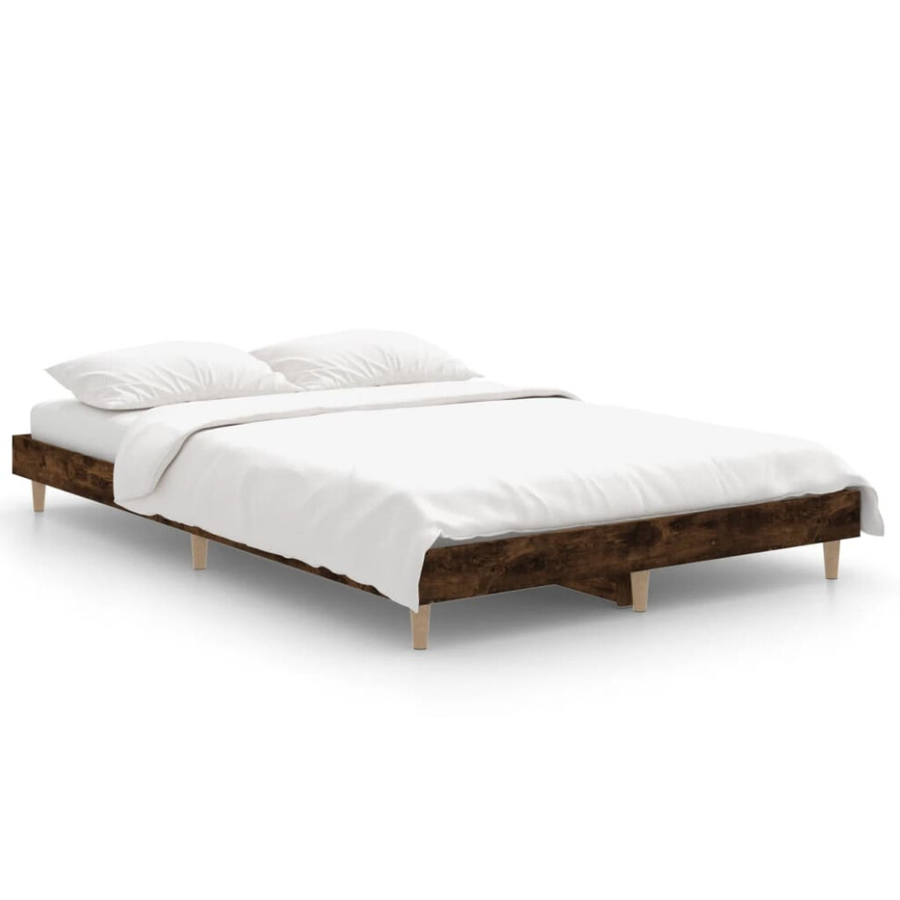 Vidaxl (Smoked Oak, 120 X 190 Cm) Bed Frame Home Bedroom Bed Base Bedstead Platform Bed Engineered Wood