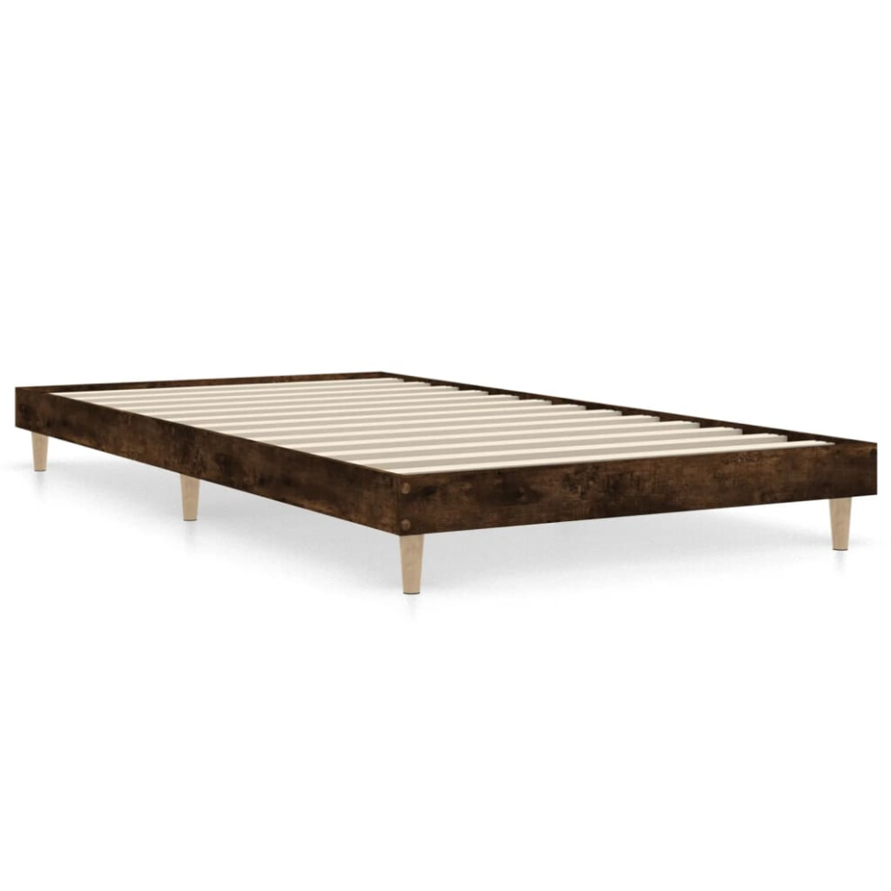 Photos - Bed VidaXL Frame Home room Base stead Platform Engineered Wood (smoked oak, 90 x 190 cm)