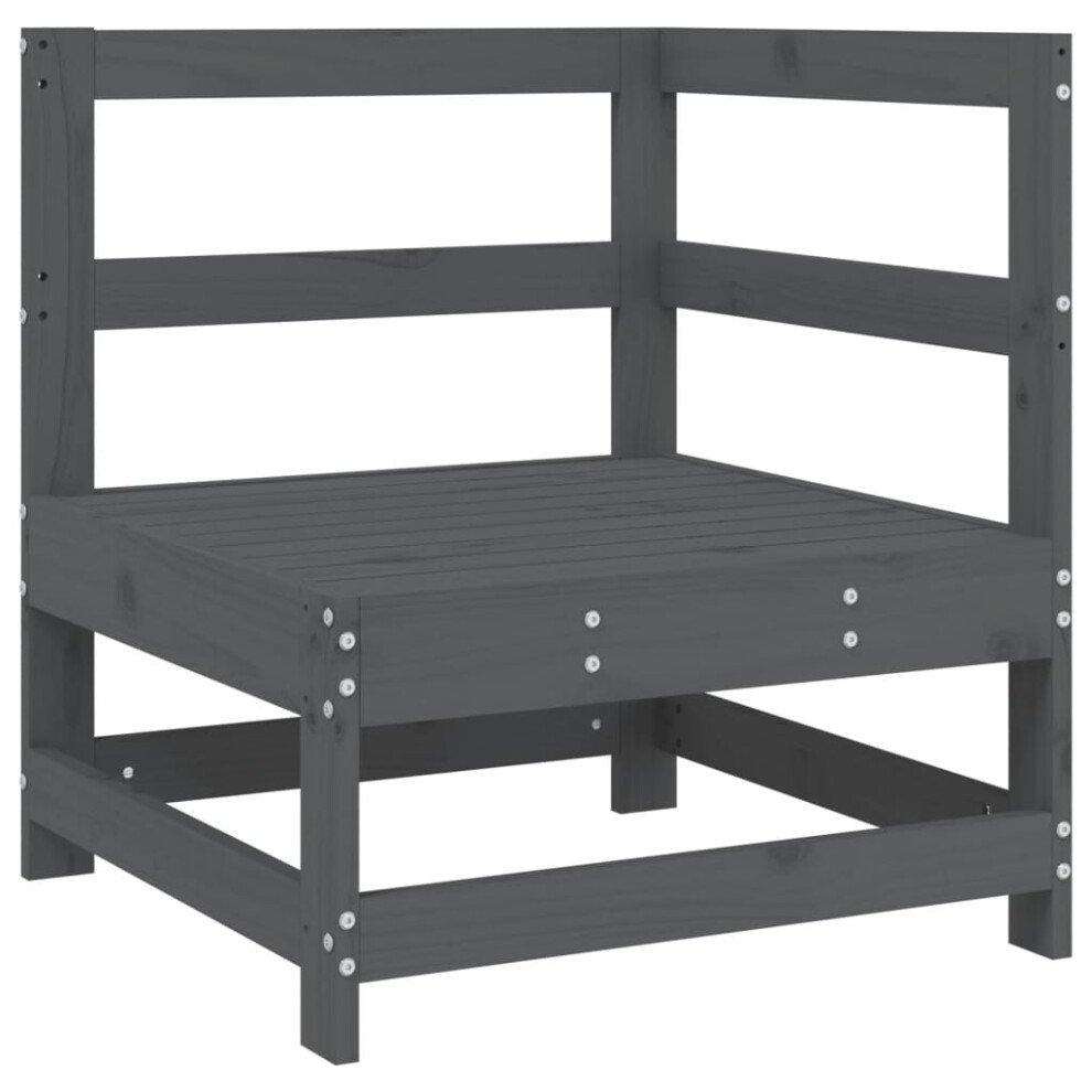 Vidaxl ( Pine, Corner Sofa) Garden Middle Sofas Outdoor Sofa Sectional Sofa 2 Pcs Solid Wood Pine Grey