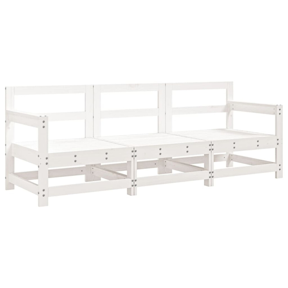 Vidaxl ( Pine, 2X Corner + Middle) Garden Middle Sofas Outdoor Sofa Sectional Sofa 2 Pcs Solid Wood Pine White