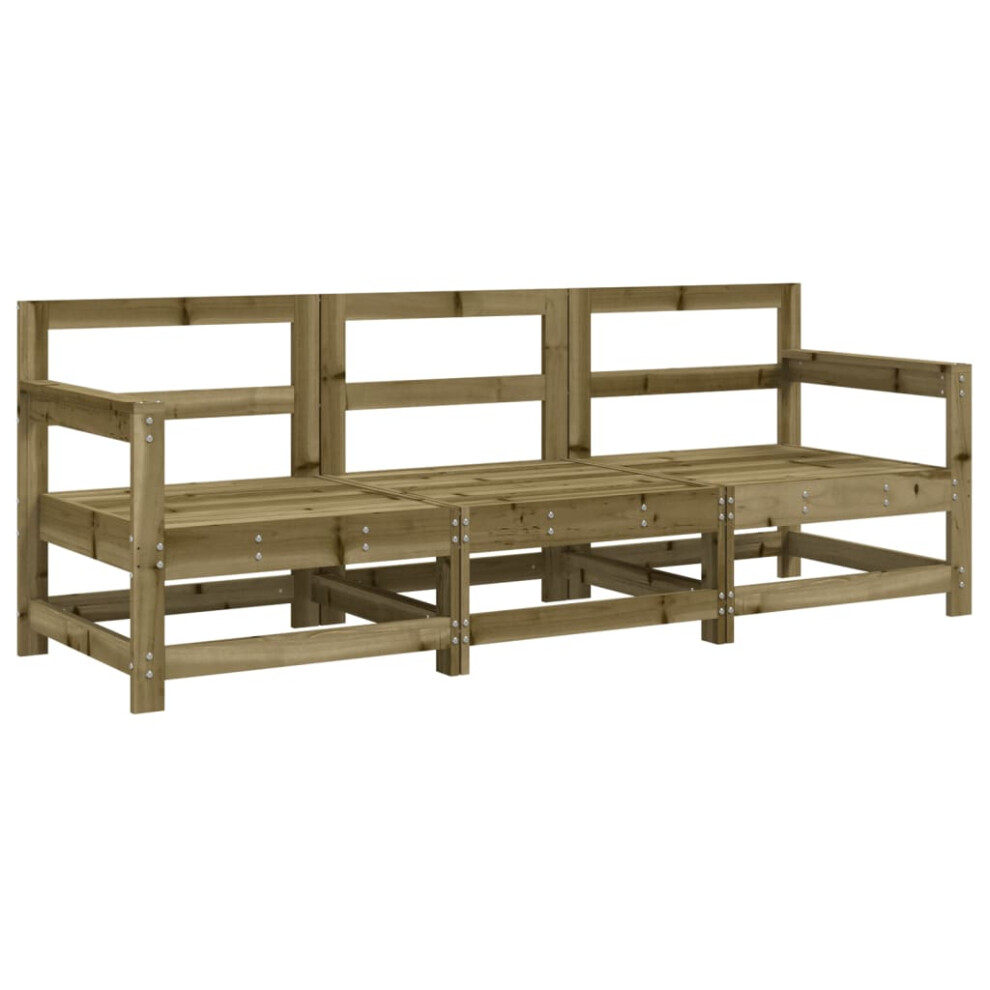 Vidaxl (Natural Impregnated, 2X Corner + Middle) Garden Middle Sofas Outdoor Sofa Sectional Sofa 2 Pcs Solid Wood Pine