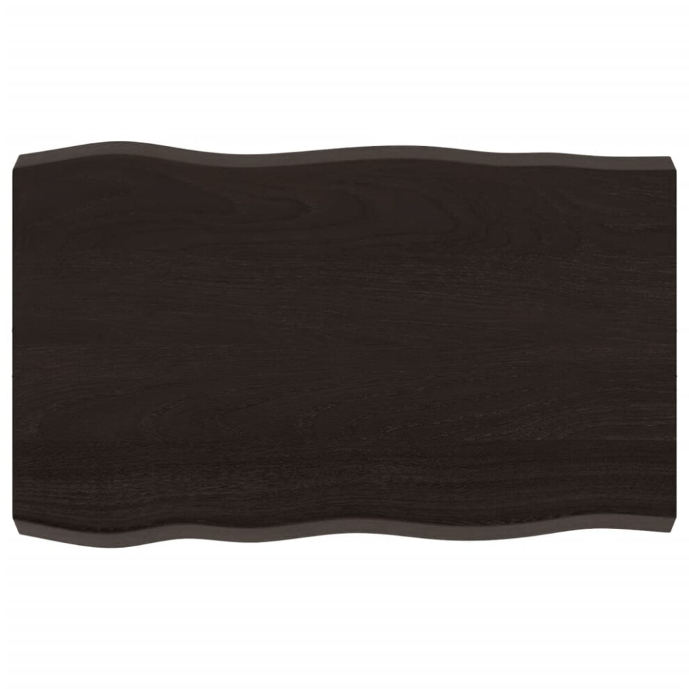 Vidaxl (Dark Grey, 80 X 50 X 6 Cm) Table Top Wooden Desk Top For Table Treated Solid Wood Oak Live Edge