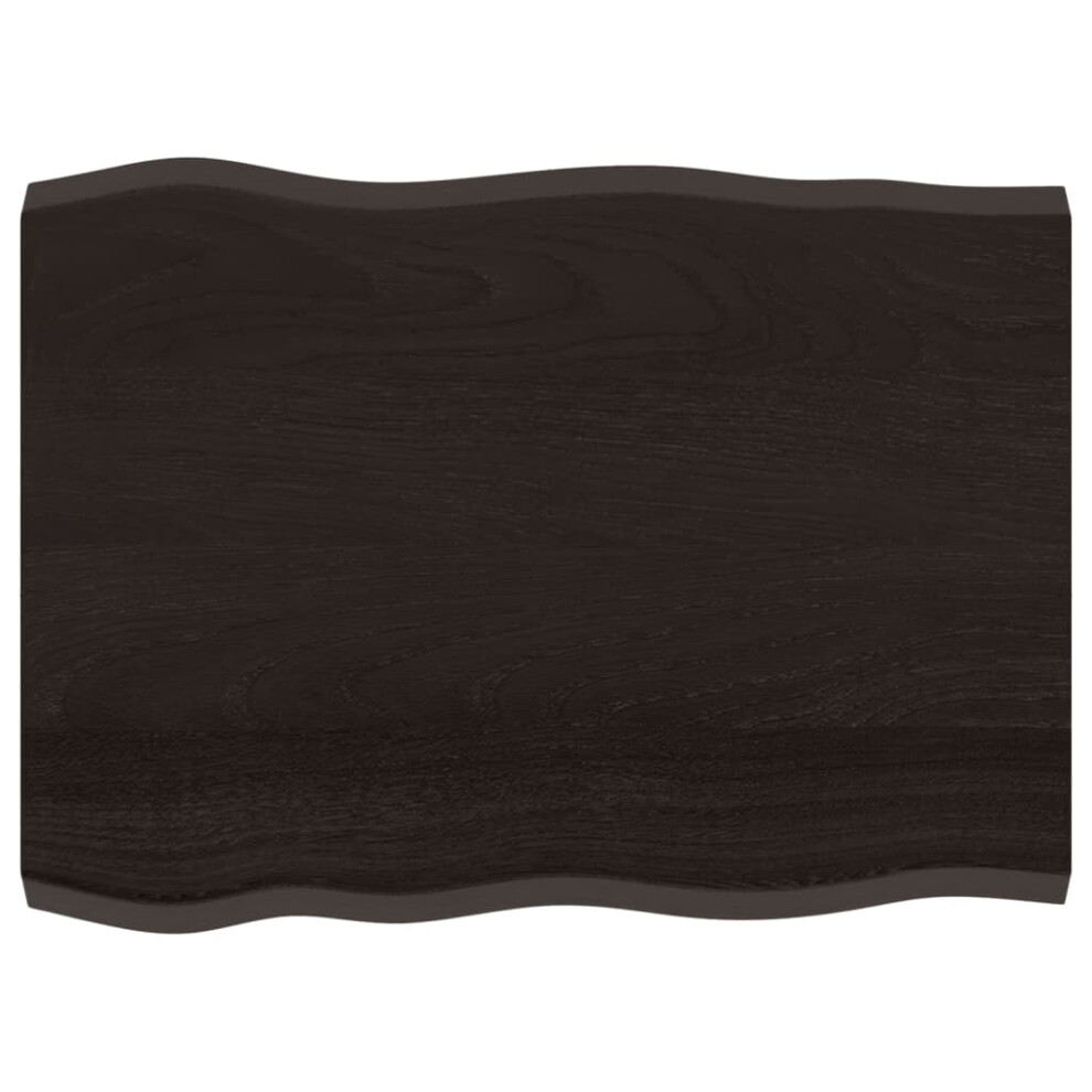 Vidaxl (Dark Grey, 80 X 60 X 4 Cm) Table Top Wooden Desk Top For Table Treated Solid Wood Oak Live Edge