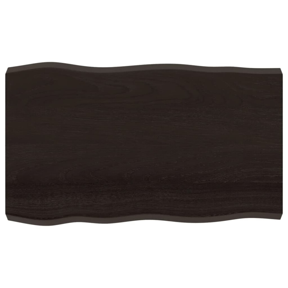 Vidaxl (Dark Grey, 100 X 60 X 6 Cm) Table Top Wooden Desk Top For Table Treated Solid Wood Oak Live Edge