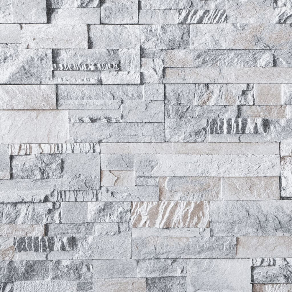 (grey) vidaXL Wallpaper Sheet Wall Panels Wall Covering 3D Stone Look Grey and Beige