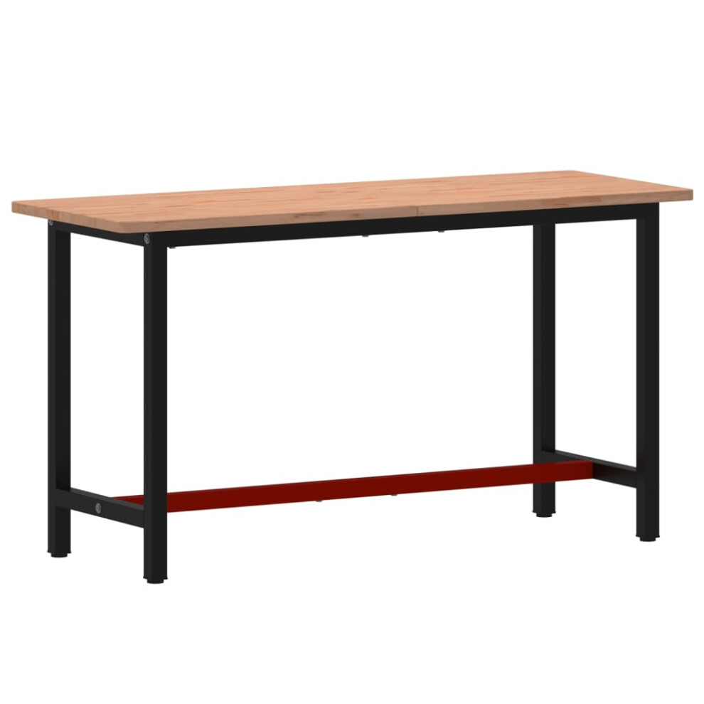 (150 x 55 x 81.5 cm) vidaXL Workbench Wooden Work Table Work Bench Tool Solid Wood Beech and Metal
