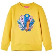 (ochre, 92) Kids' Sweatshirt with Sequin Children Toddler Tops Pullover Peacock Design