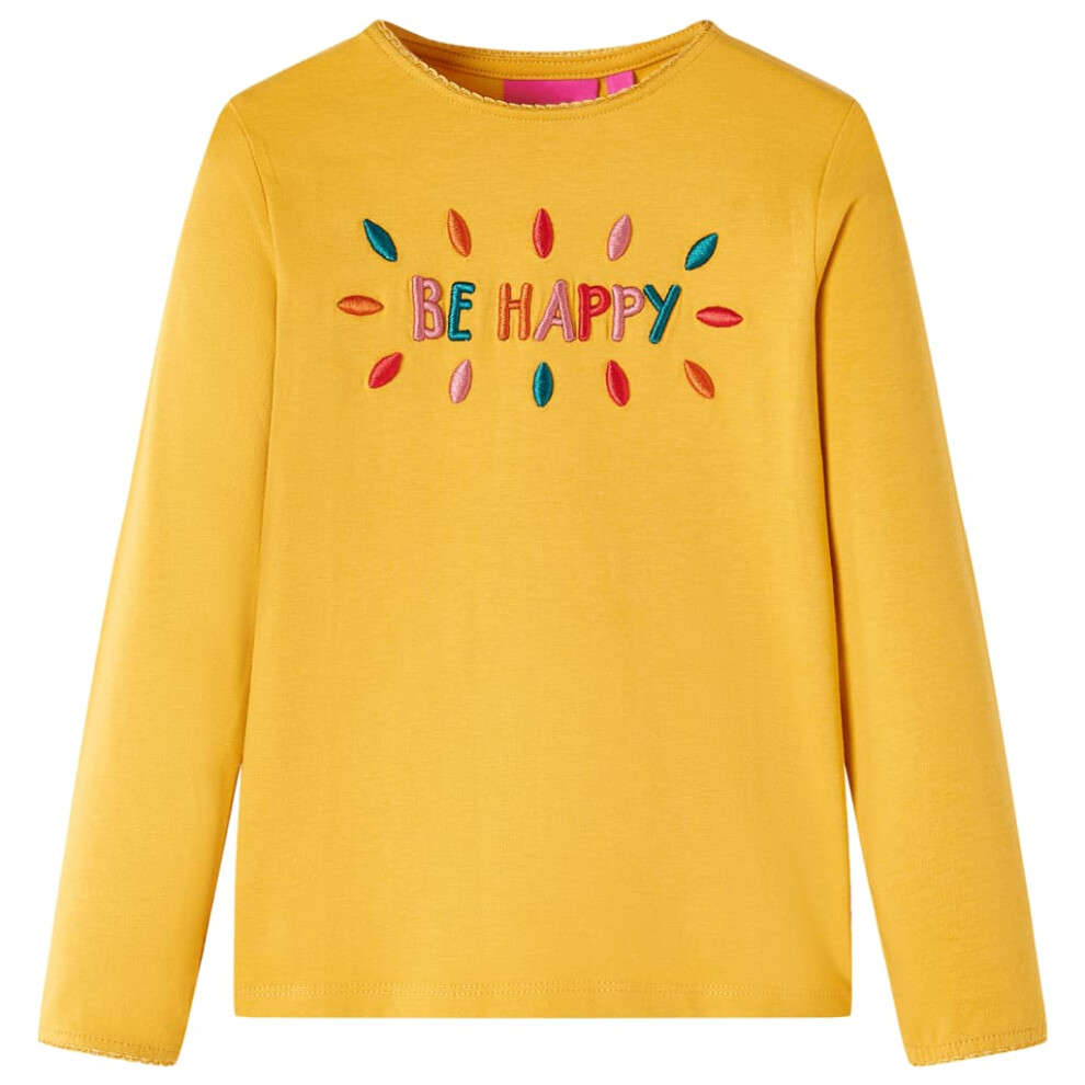 (ochre, 140) Kids' T-shirt with Long Sleeves Children's T Shirt Tops Tee Words 3D Design