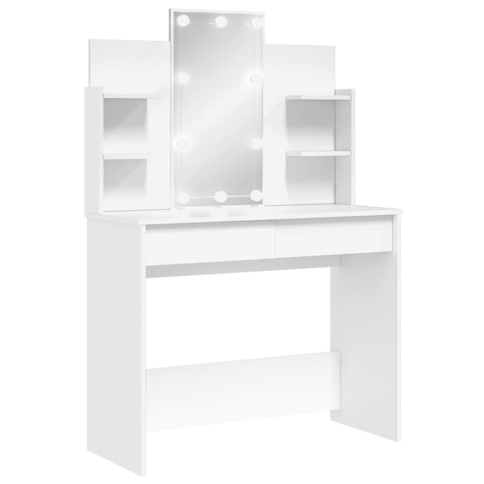 (white) vidaXL Dressing Table Makeup Vanity Desk Cosmetic Table with LED Lights Black