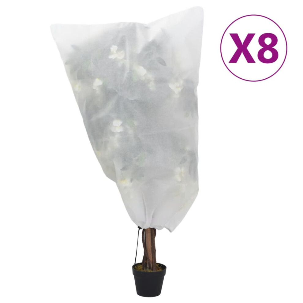 (white, 0.8 x 0.8 m/ 8 pcs) vidaXL Plant Fleece Covers with Drawstring Garden Frost Protection 70 g/mÃÂ²