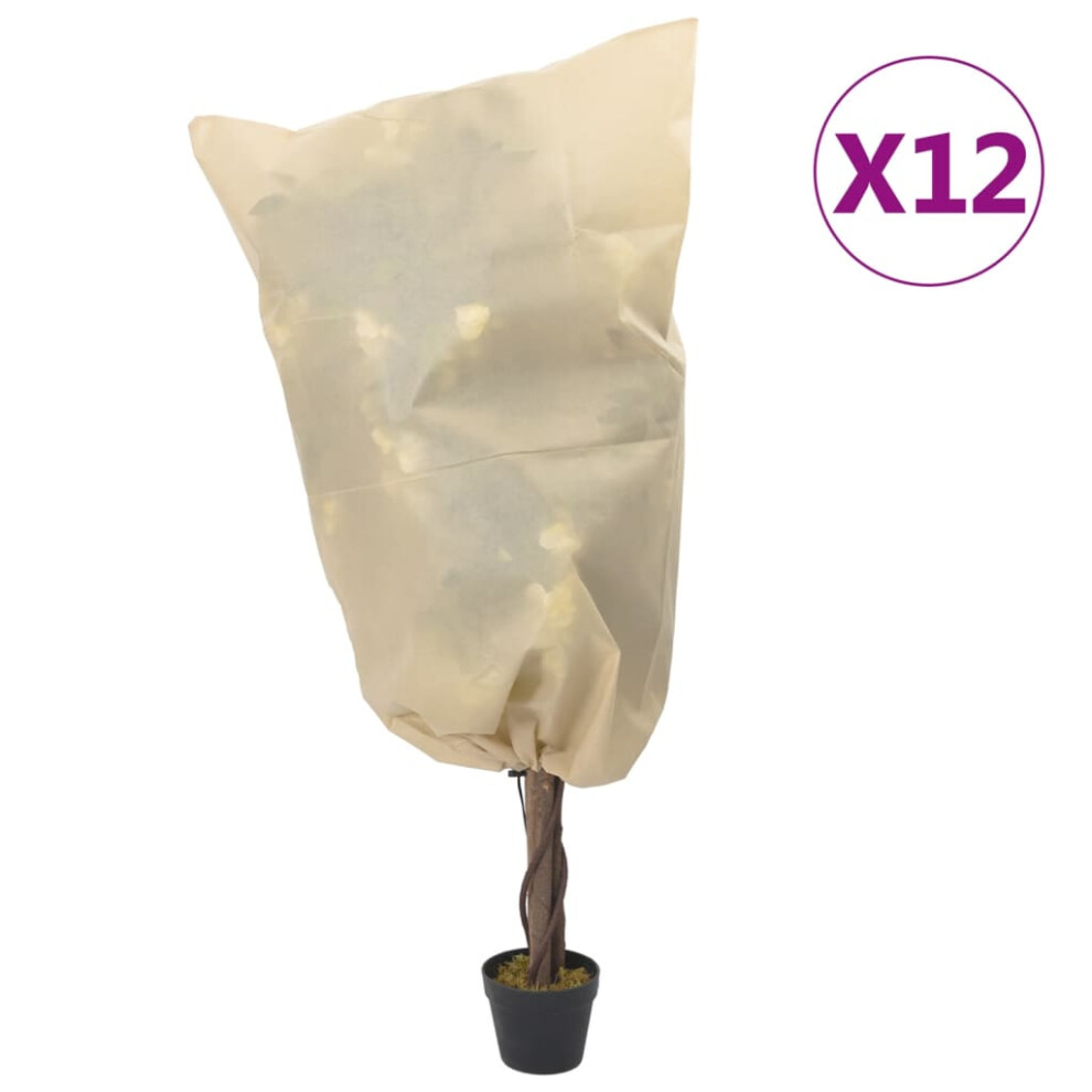 (beige, 0.8 x 0.8 m/ 12 pcs) vidaXL Plant Fleece Covers with Drawstring Garden Frost Protection 70 g/mÃÂ²