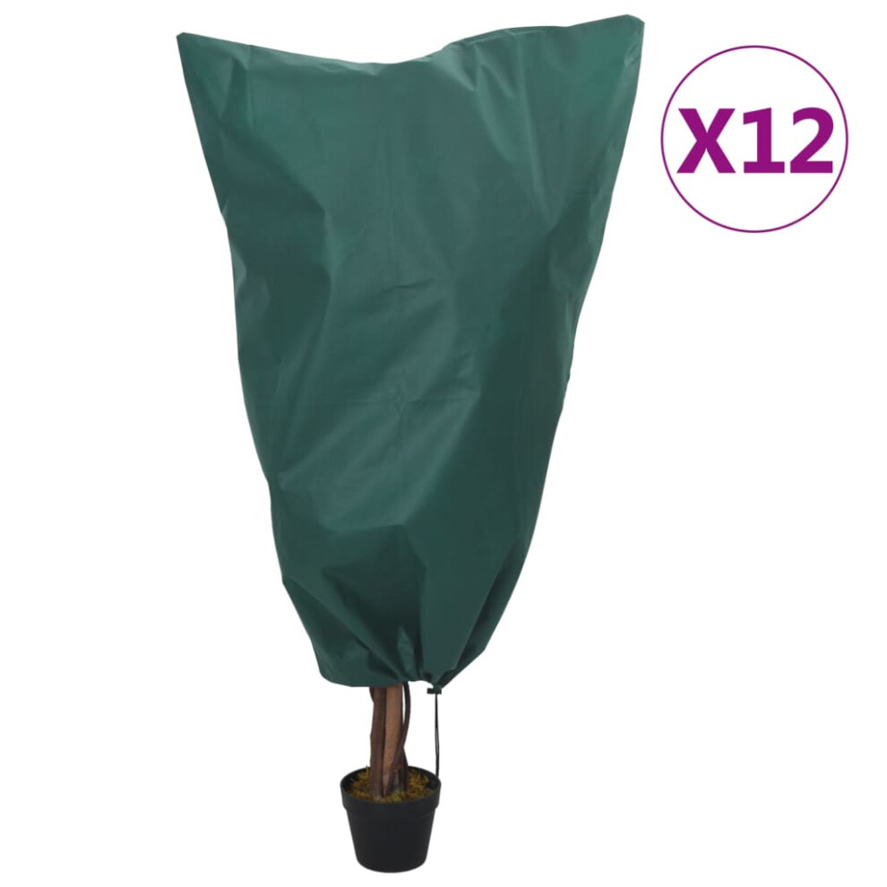 (green, 0.8 x 0.8 m/ 12 pcs) vidaXL Plant Fleece Covers with Drawstring Garden Frost Protection 70 g/mÃÂ²