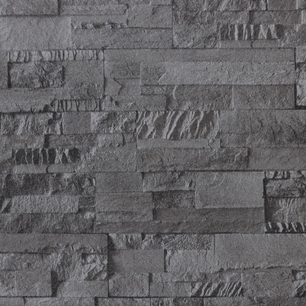 (black) vidaXL Wallpaper Sheet Wall Panels Wall Covering 3D Stone Look Grey and Beige