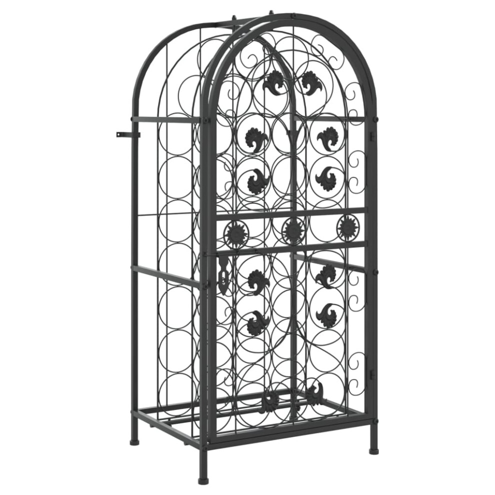 vidaXL Wine Rack for 33 Bottles Wine Shelf Bottle Holder Black Wrought Iron