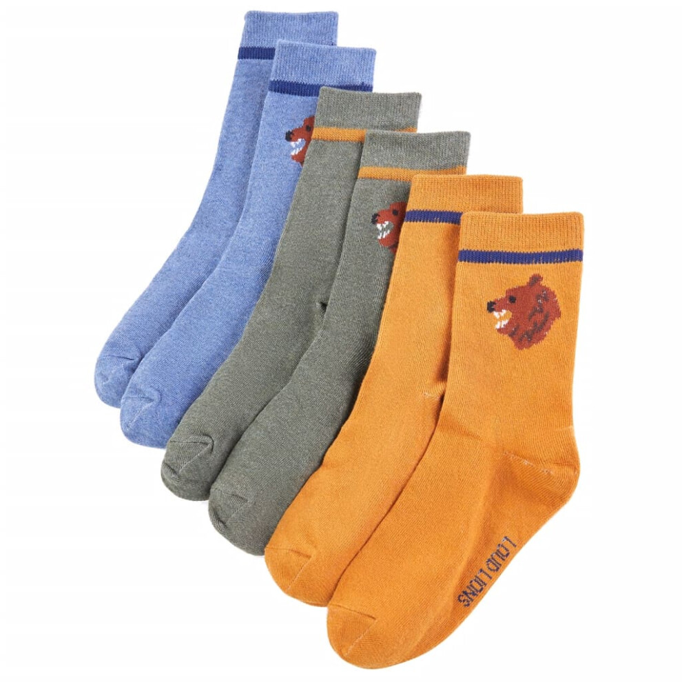 Vidaxl (23-26) Kids' Socks Children Cotton Socks Toddler School Socks 5 Pairs Bear Print