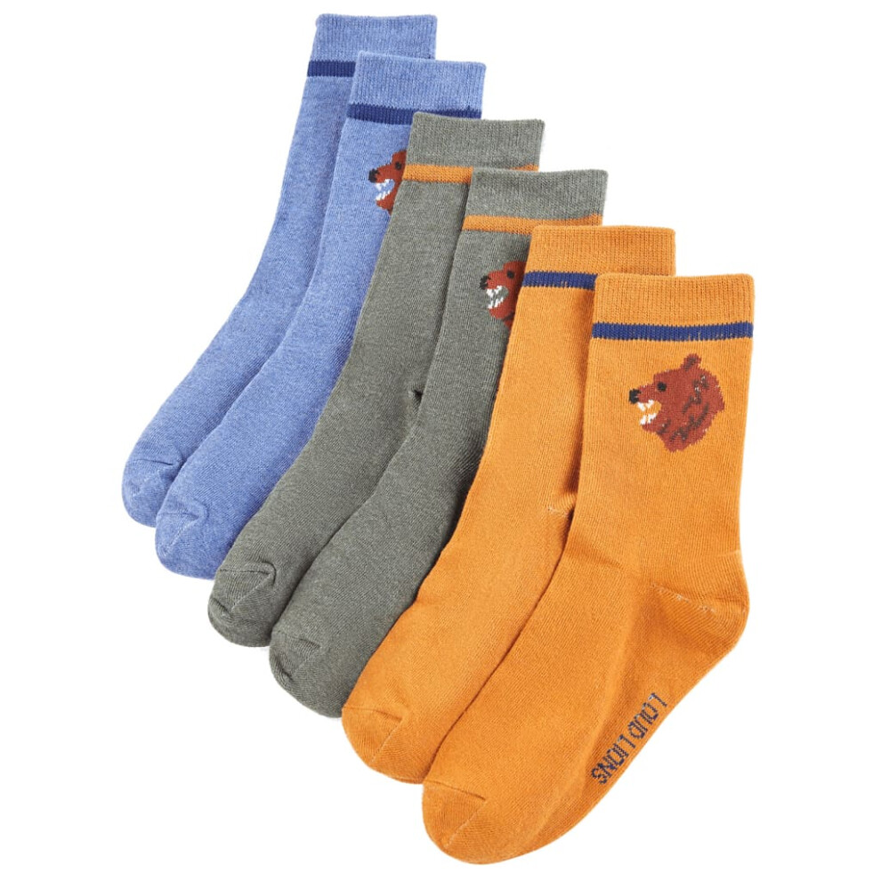 (30-34) Kids' Socks Children Cotton Socks Toddler School Socks 5 Pairs Bear Print