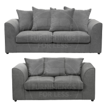 (Grey, 3 & 2 Seater Set) Casper Chenille Fabric Corner Sofa Range