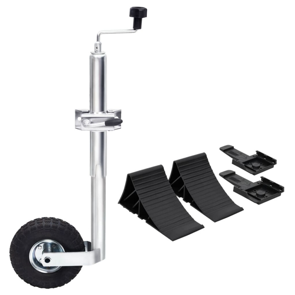 Vidaxl Jockey Wheel 48 Mm With 1 Split Clamp & Wheel Chocks Trailer Horse Box