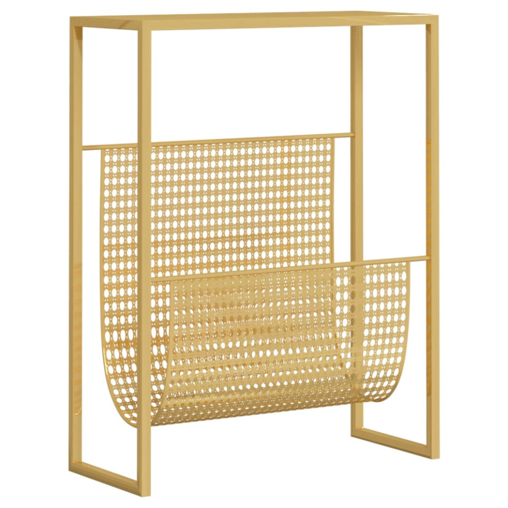 Vidaxl Magazine Rack Gold Steel Bedroom Storage Unit Bookcase Book Cabinet