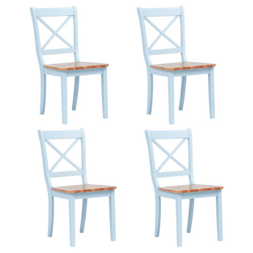 VidaXL vidaXL 4x Solid Rubber Wood Dining Chairs Grey and Light Wood Kitchen Seating