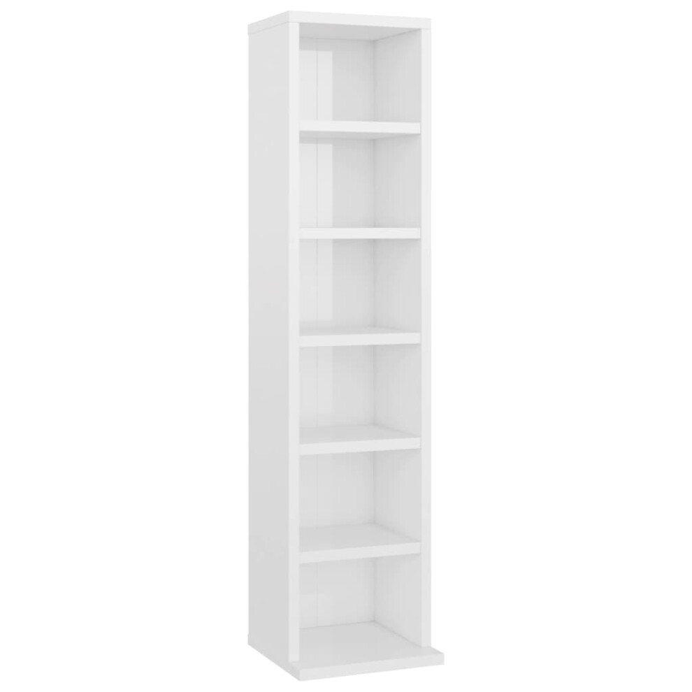 vidaXL CD Cabinet High Gloss White 21x20x88 cm Engineered Wood Storage Unit