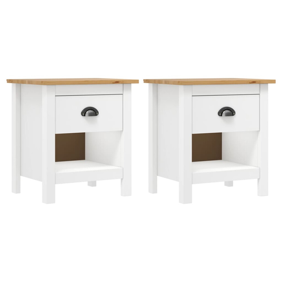 Vidaxl 2X Solid Wood Pine Bedside Cabinets Hill Sideboard Bedroom Side Cabinet