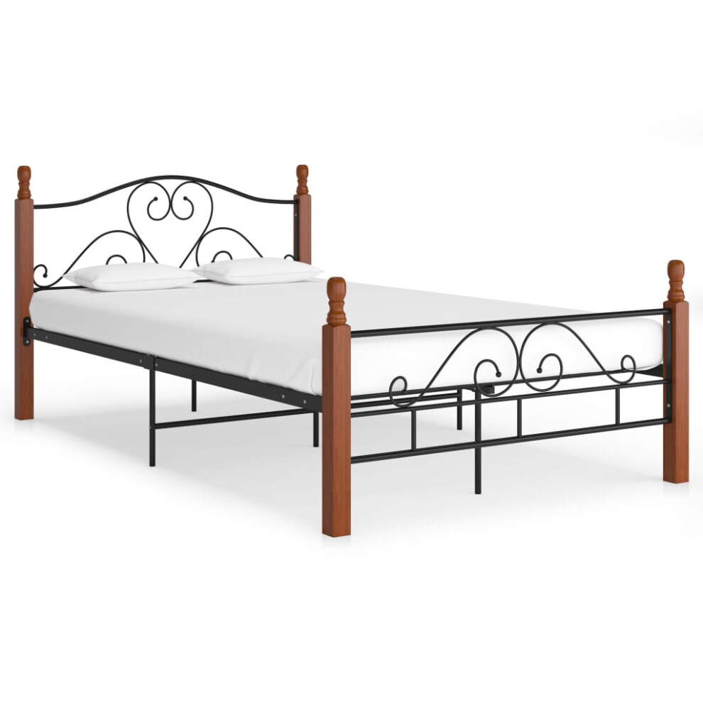 vidaXL Bed Frame Black Metal 120x200 cm Home Double Bedbase Slatted Bedstead