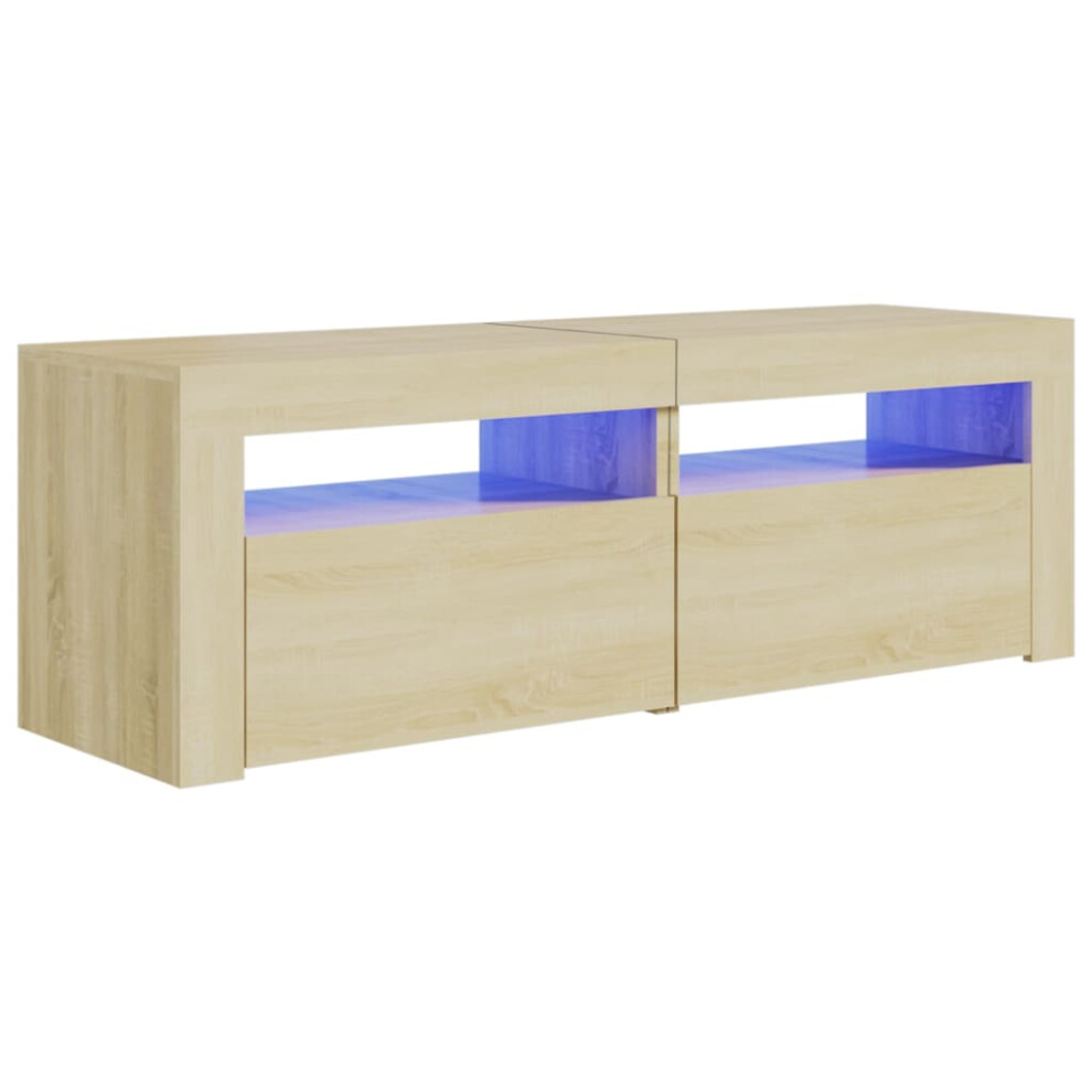 Vidaxl Tv Cabinet With Led Lights Sonoma Oak Hifi Stand Living Room Furniture
