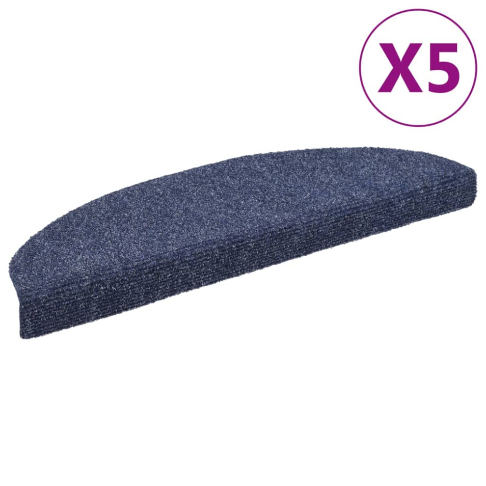 vidaXL 5x Self-adhesive Stair Mats Blue Needle Punch Stairs Rug Protection