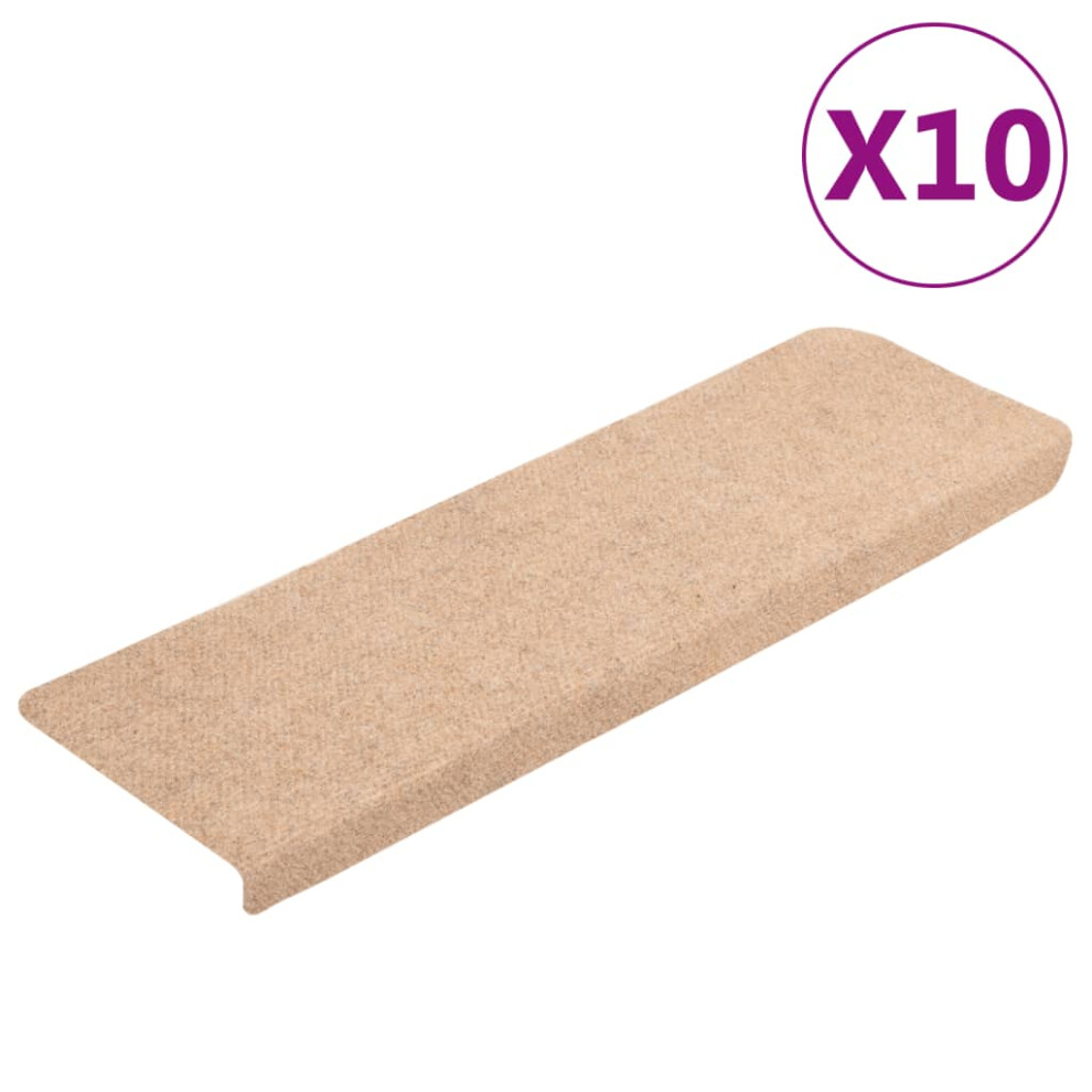 Vidaxl Stair Mats 10 Pcs Cream 65X21x4 Cm Stair Tread Step Tread Needle Punch