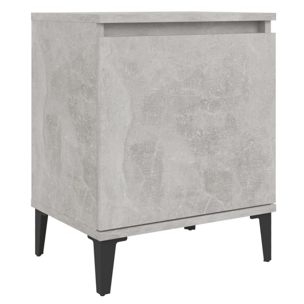 Vidaxl Bed Cabinet With Metal Legs Concrete Grey Side Table Nightstand Bedroom