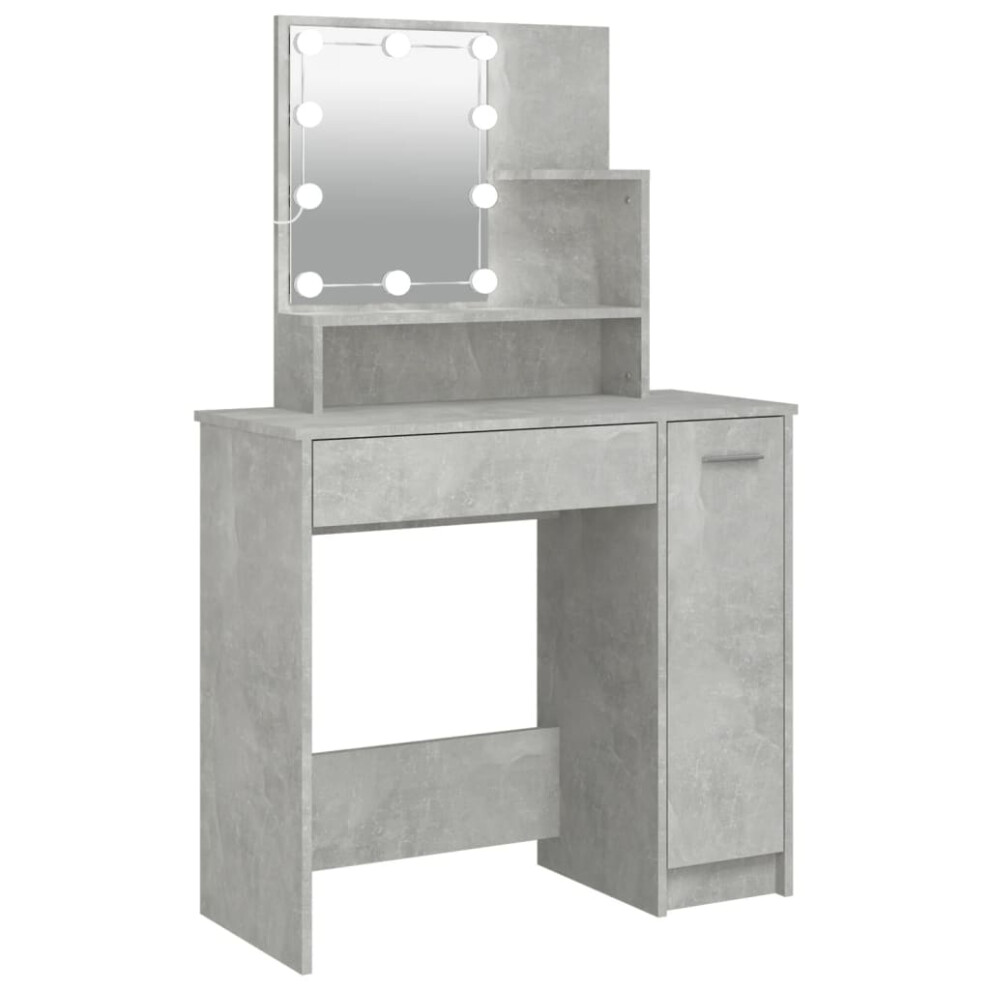 (Concrete grey) vidaXL Dressing Table with LED Vanity Table Makeup Vanity Desk Cosmetic Table