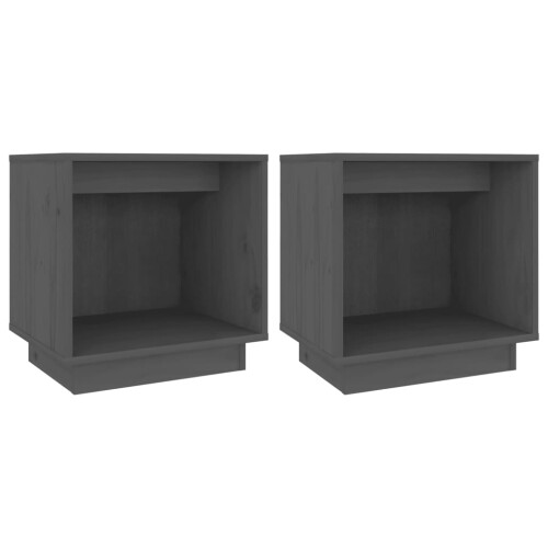 VidaXL (grey, 2) vidaXL 1/2x Solid Wood Pine Bedside Cabinet Storage Side Table Multi Colours