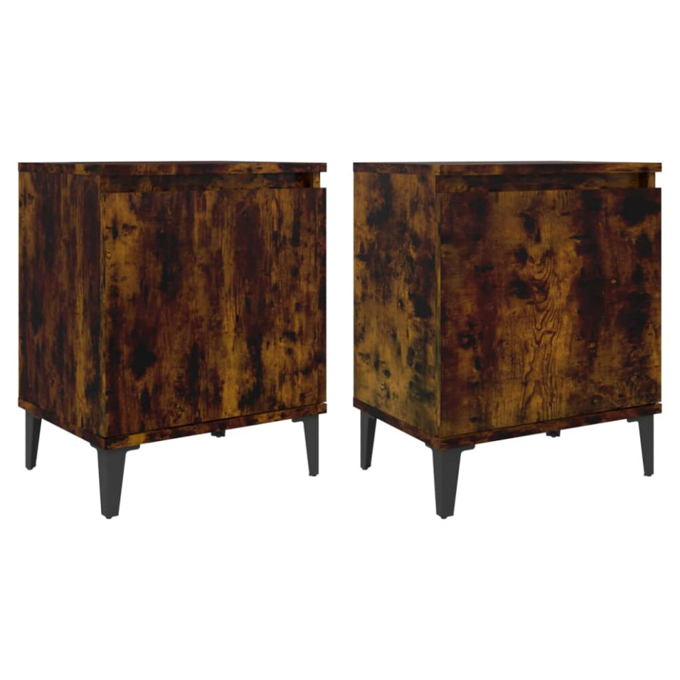 (smoked oak, 2) vidaXL Bed Cabinet with Metal Legs Nightstand Side Table Bedroom Bed Table