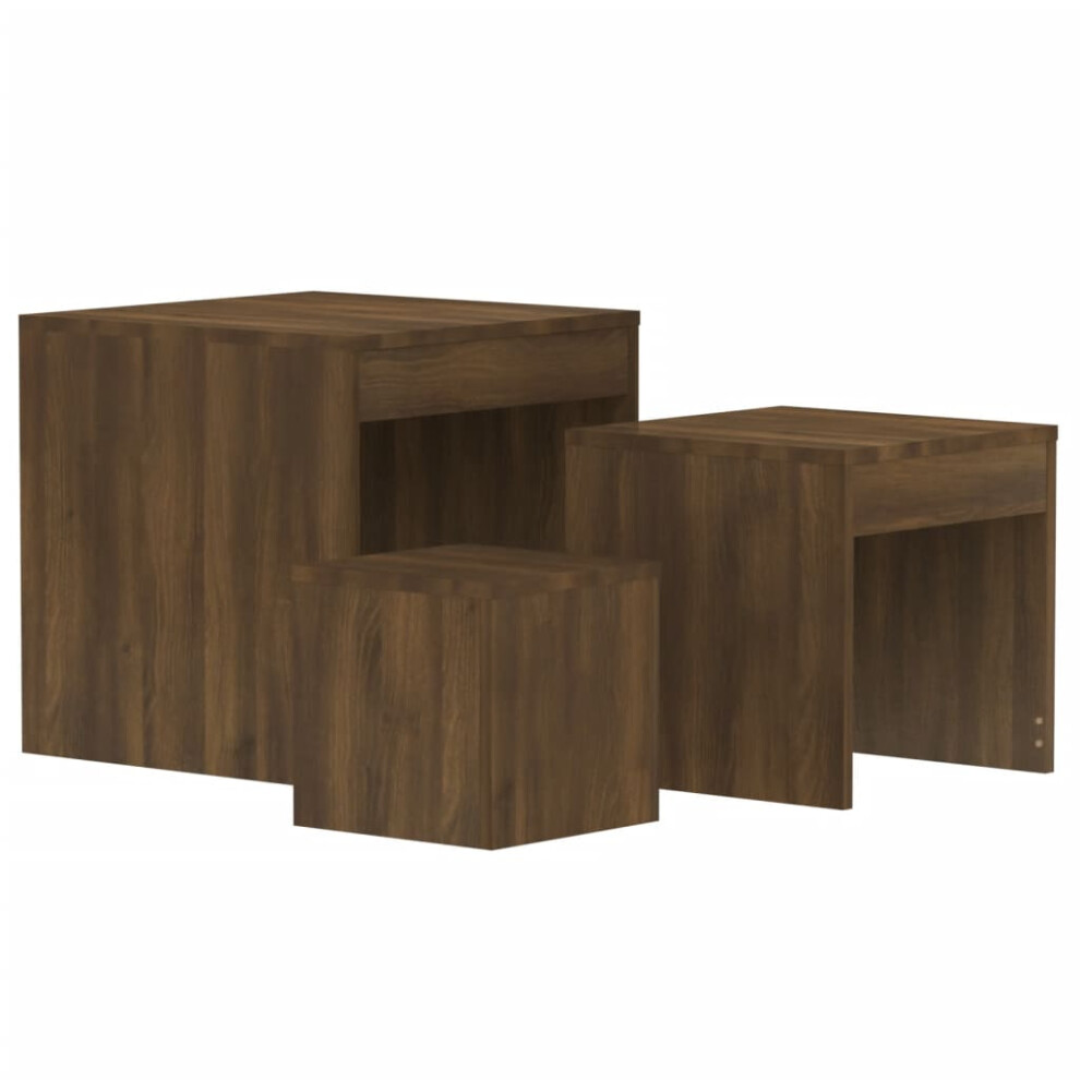 (brown oak) vidaXL 3x Nesting Tables Engineered Wood Living Room End Table Multi Colours