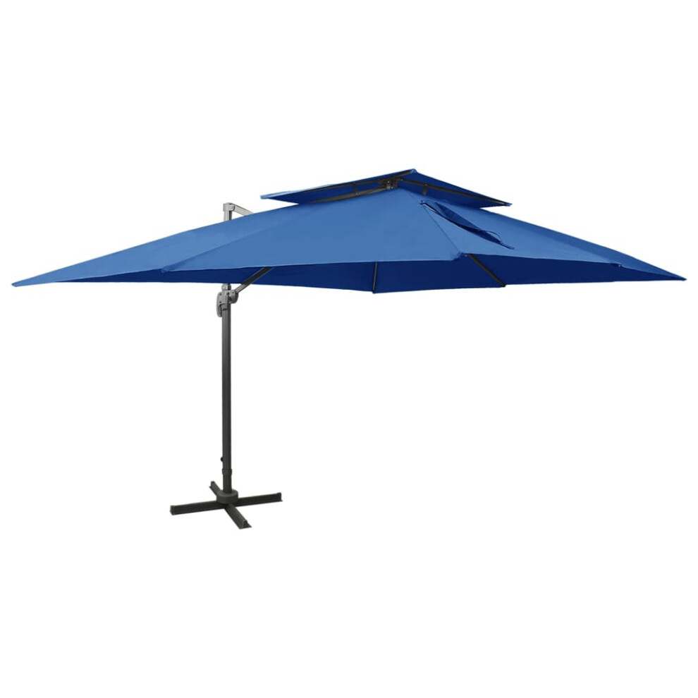 Vidaxl Cantilever Garden Parasol With Double Top Outdoor Umbrella Azure Blue