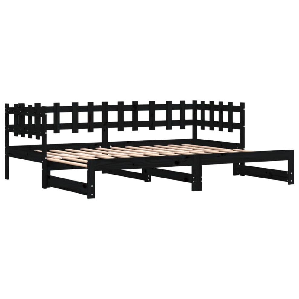 (black, 80 x 200 cm) vidaXL Pull-out Day Bed Sofa Bed Guest Bed Frame Daybed Couch Solid Wood Pine