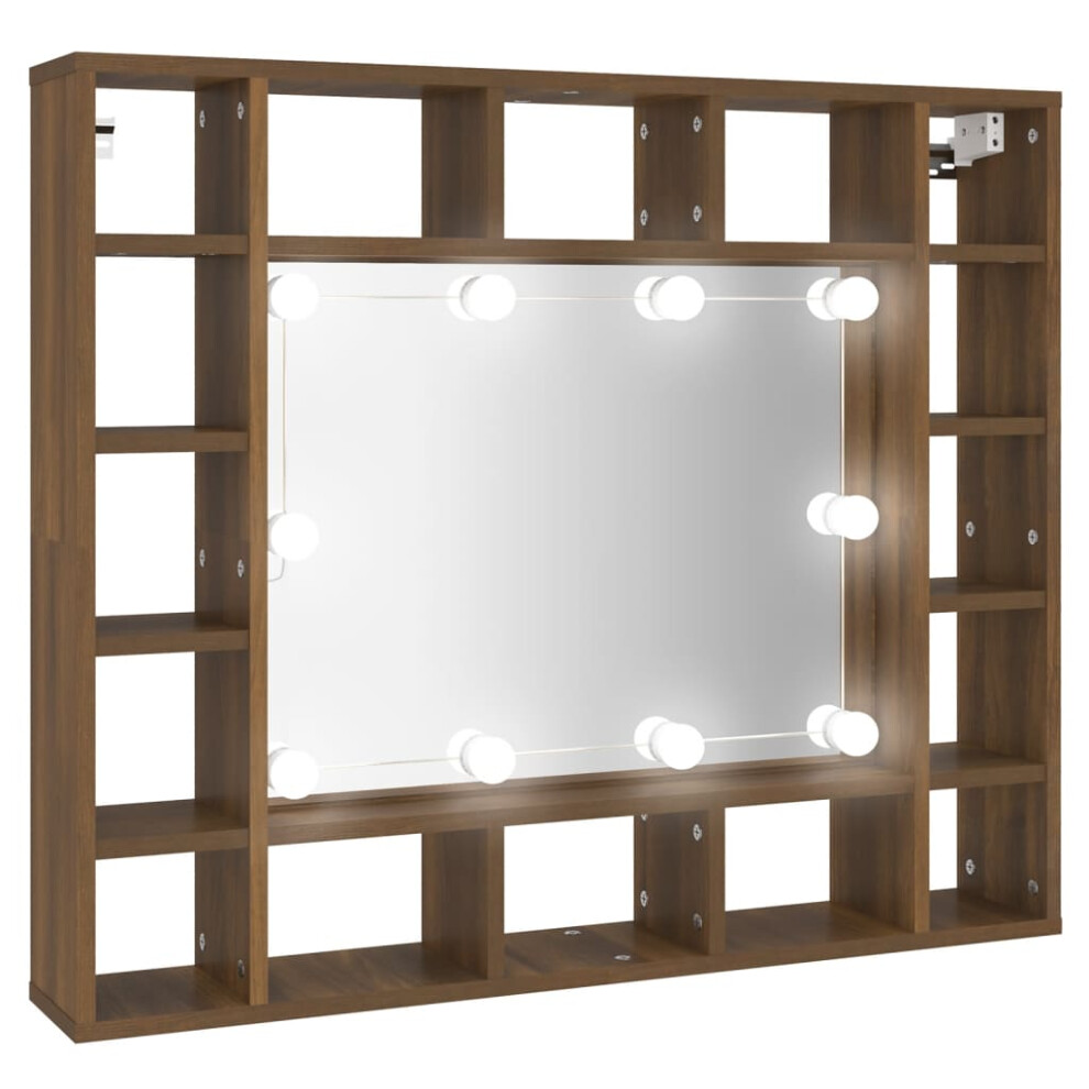 (Brown oak) vidaXL Mirror Cabinet With LED Cosmetic Mirror Cabinet Bedroom Storage Cabinet