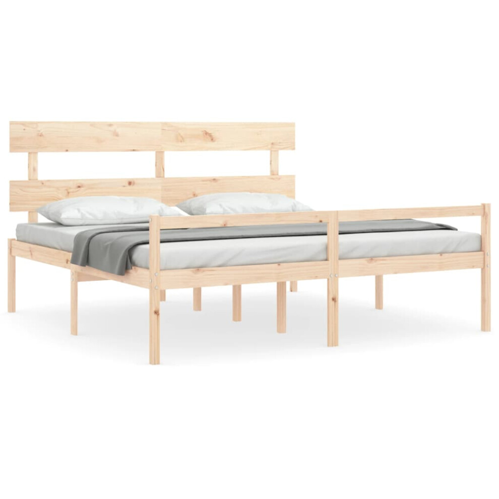Vidaxl (Brown, 200 X 200 Cm) Bed Frame Bedroom Platform Bed Frame Bedstead With Headboard Solid Wood