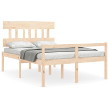 (brown, 140 x 190 cm/high) vidaXL Bed Frame with Headboard Mattress Foundation Bed Base Single Solid Wood