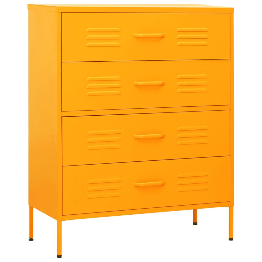 vidaXL Chest of Drawers Mustard Yellow Steel Storage Side Cabinet Sideboard