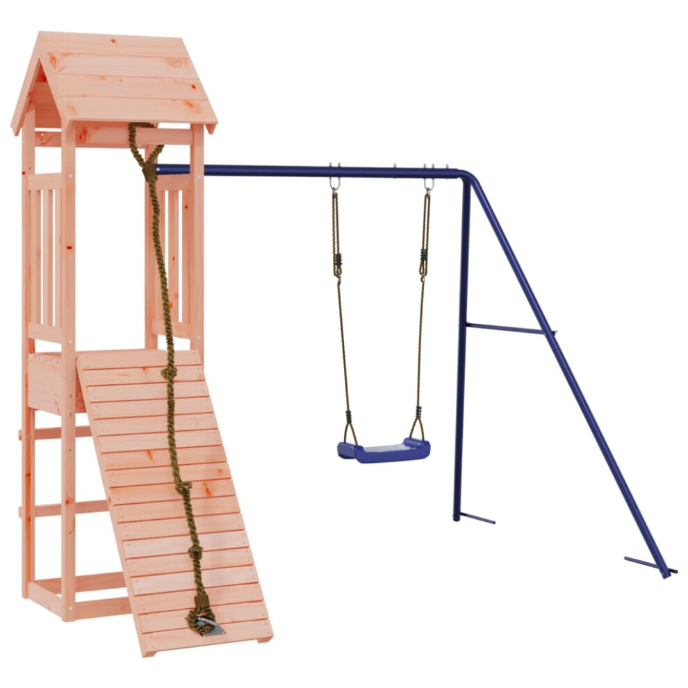 Vidaxl (Solid Douglas Wood) Playhouse Climbing Frame With Climbing Wall Swing Kids Solid Wood Pine