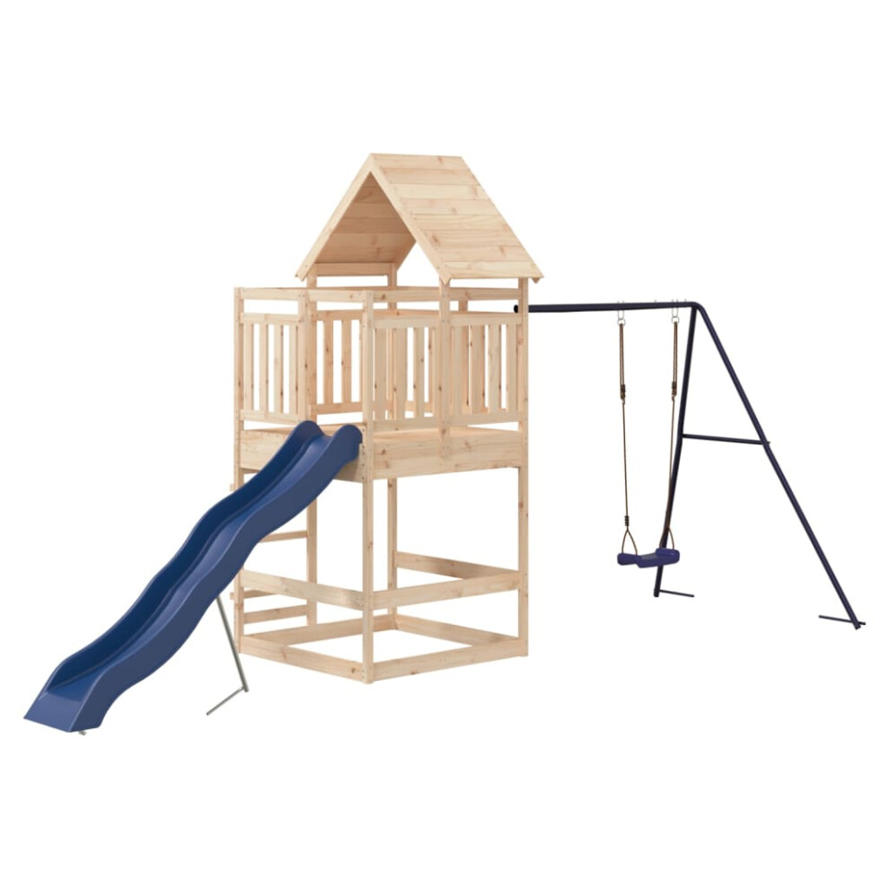 (solid pinewood) vidaXL Outdoor Playset Garden Playhouse Play Tower Set Impregnated Wood Pine