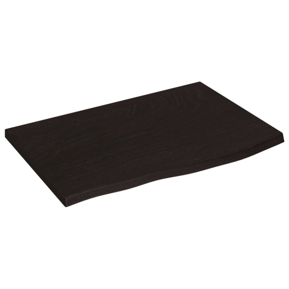 vidaXL Solid Oak Wood Floating Wall Shelf 60cm Dark Brown - Image 3