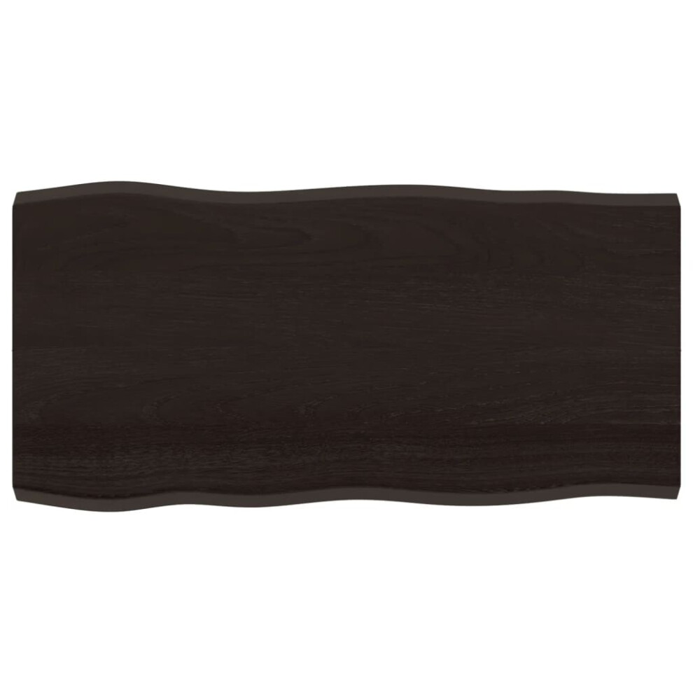 Vidaxl (Dark Grey, 100 X 50 X 4 Cm) Table Top Wooden Desk Top For Table Treated Solid Wood Oak Live Edge