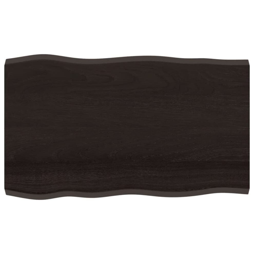 Vidaxl (Dark Grey, 100 X 60 X 4 Cm) Table Top Wooden Desk Top For Table Treated Solid Wood Oak Live Edge