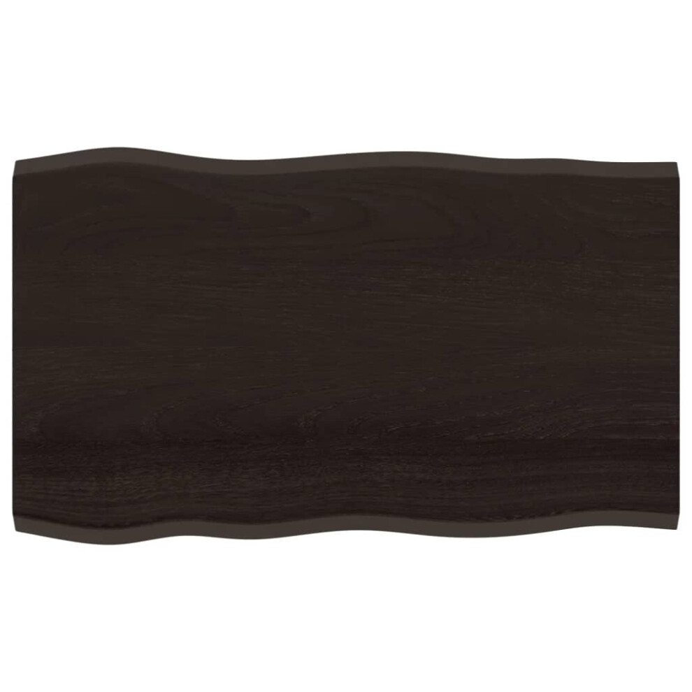 Vidaxl (Dark Grey, 100 X 60 X 2 Cm) Table Top Wooden Desk Top For Table Treated Solid Wood Oak Live Edge