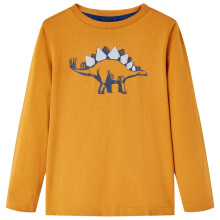 (ochre, 92) Kids' T-shirt with Long Sleeves Children's T Shirt Tops Tee Dinosaur Print