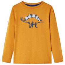 (ochre, 128) Kids' T-shirt with Long Sleeves Children's T Shirt Tops Tee Dinosaur Print